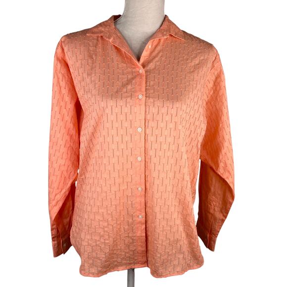 LOFT Button Down Shirt Peach Textured Small New - Picture 1 of 10